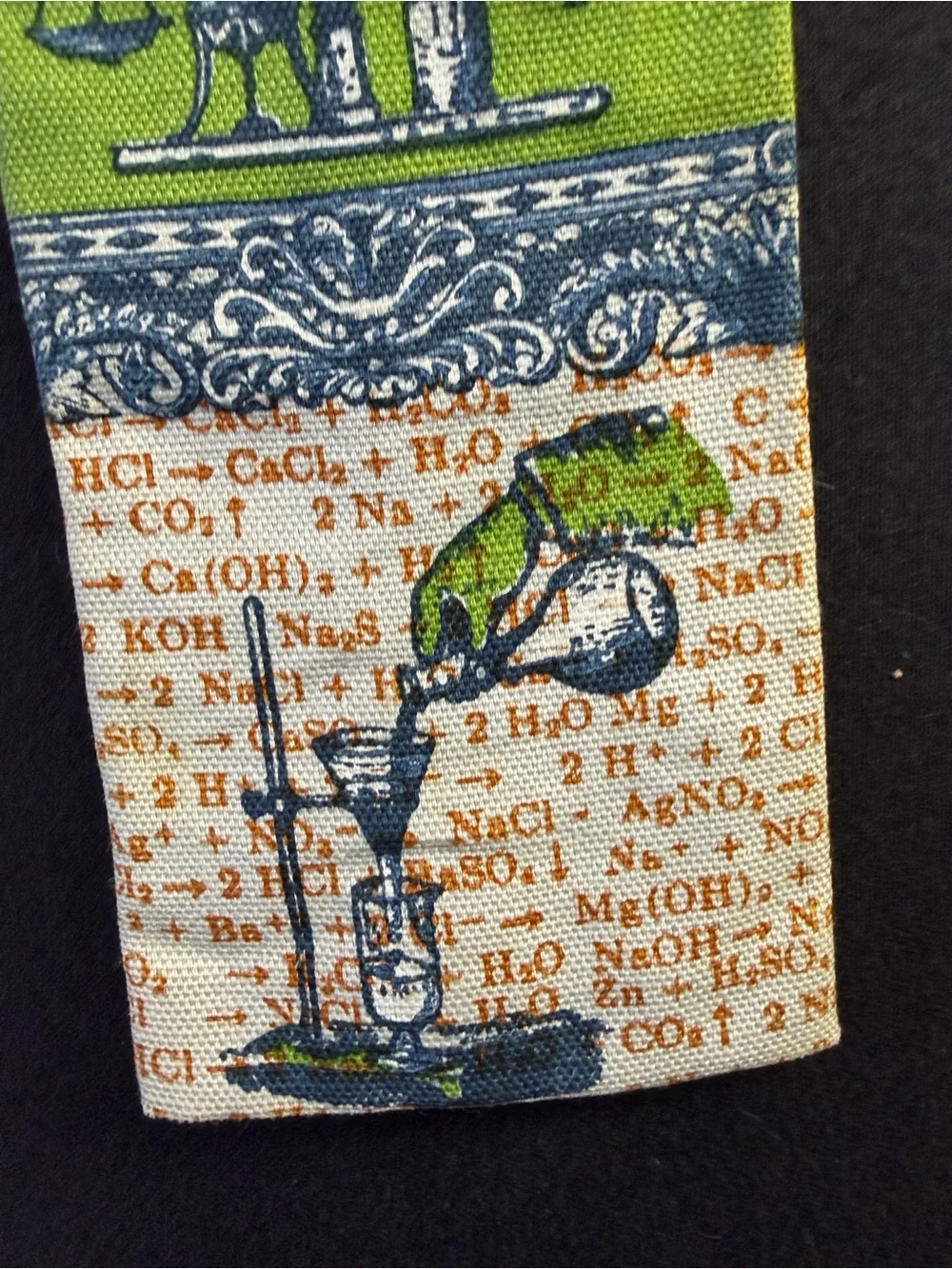 Vintage Rooster Chemistry Square End Tie, Cotton ,Hand Printed